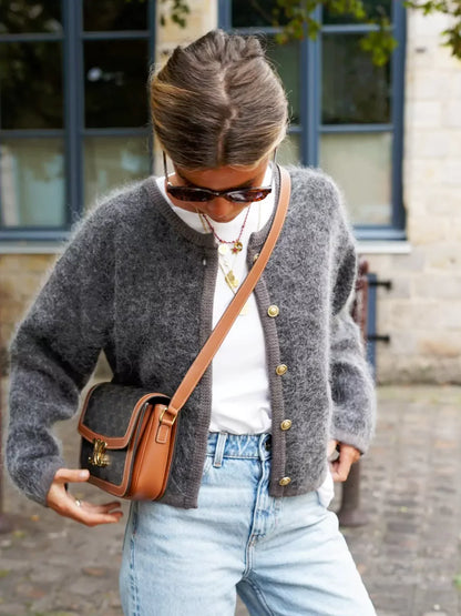 Classic Textured Knit Cardigan of Timeless Elegance