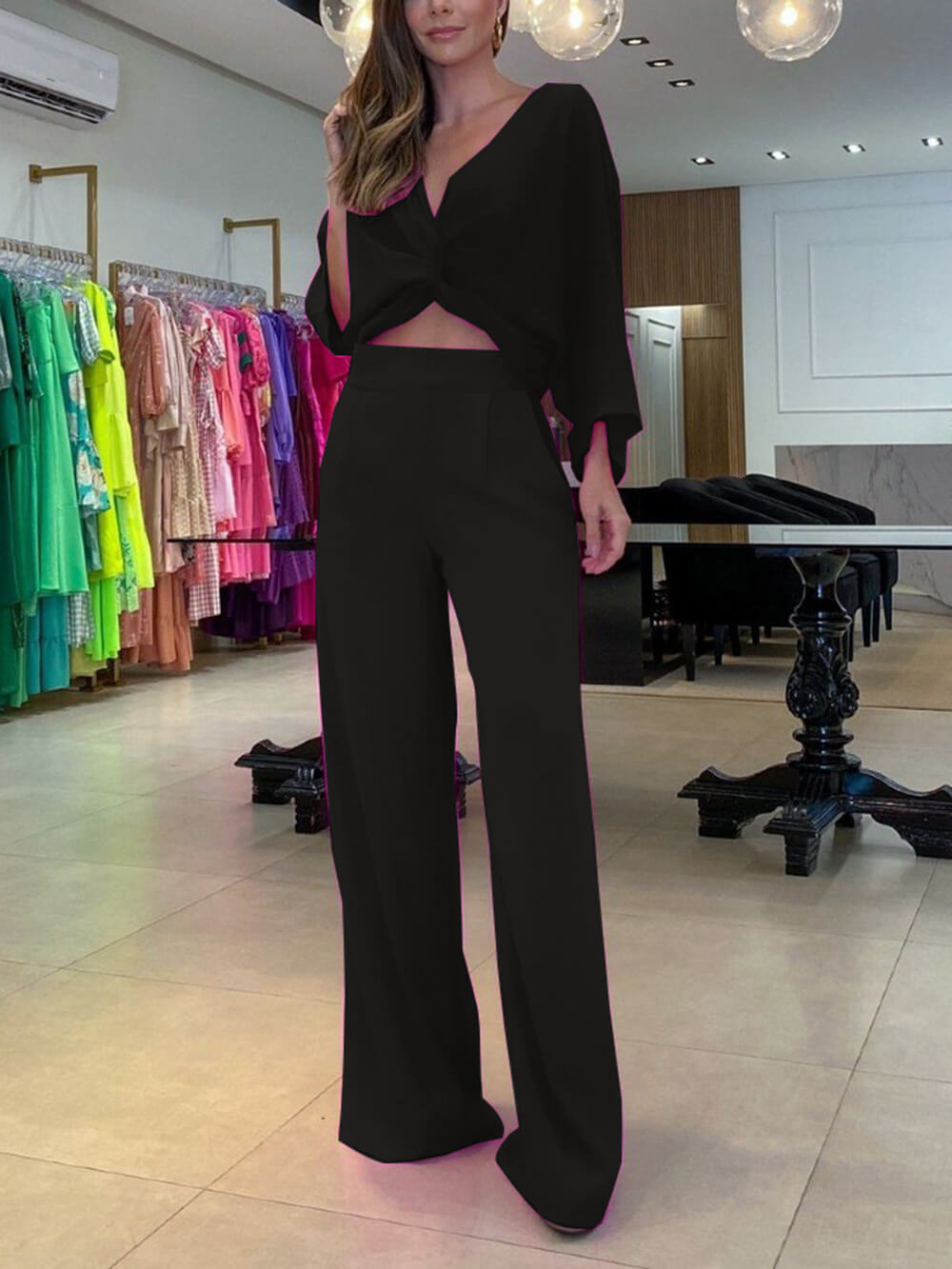 Relaxed Three-Piece Pants Set - Two-Piece Outfit