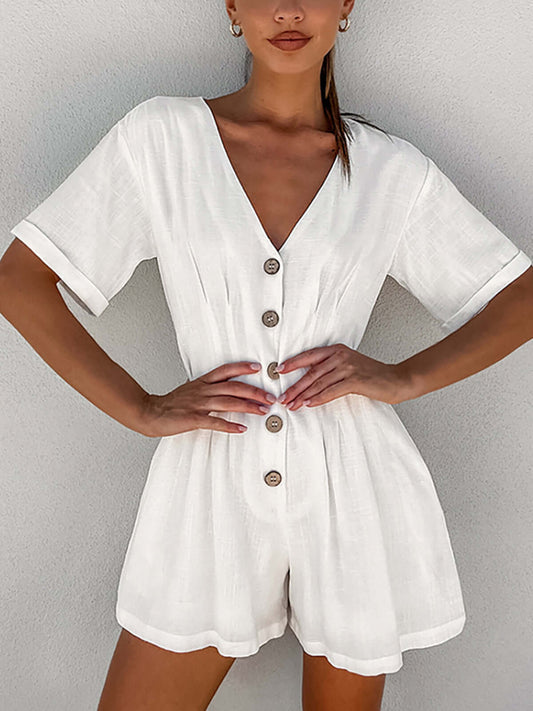 Button-Up Linen Cotton Jazz Rompers