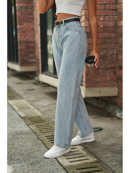 Mid-Rise Light Wash Jeans with Butterfly Print