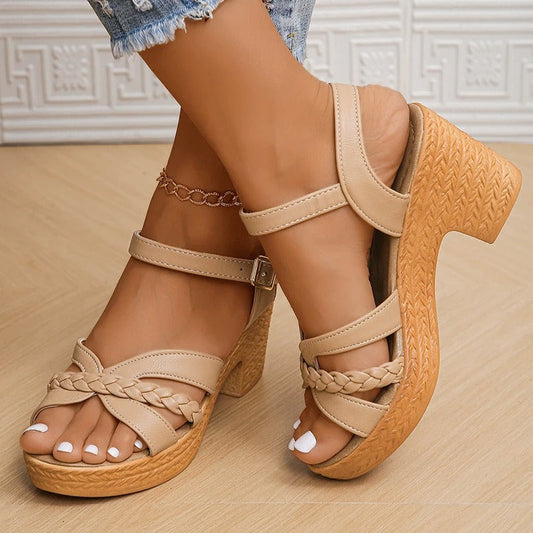 Bella Stylish Braided Strap Heeled Sandals
