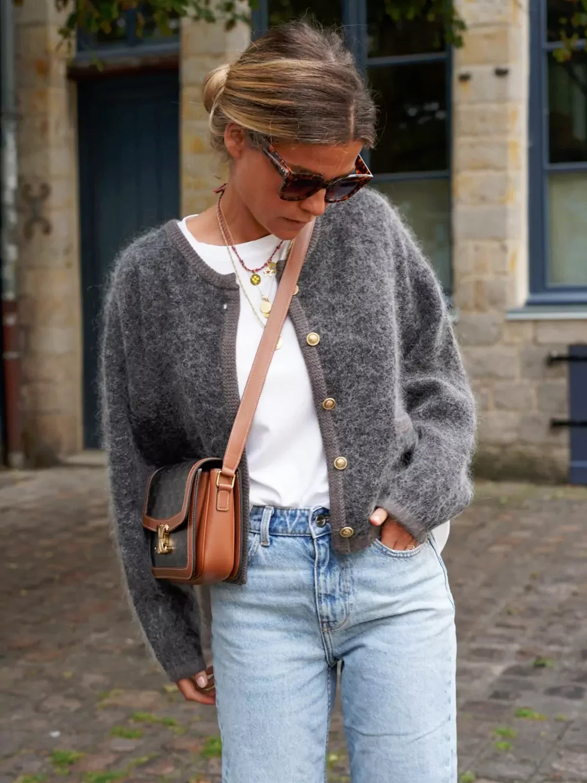 Classic Textured Knit Cardigan of Timeless Elegance