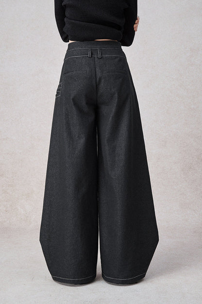 Swinging Symphony Faux Two-Piece Wide-Leg Jeans