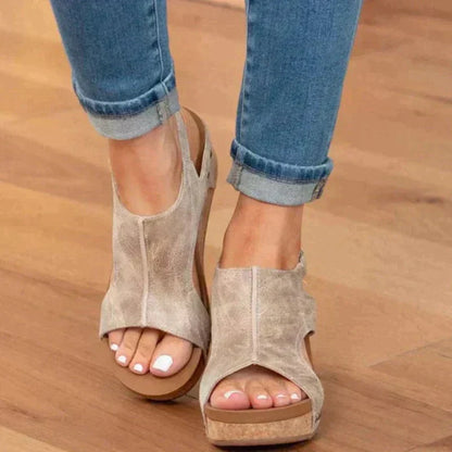 Georgia | Open-Toe Cork Platform Sandals