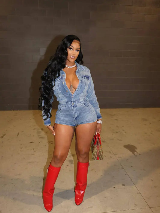 Springtime Denim Short Jumpsuit
