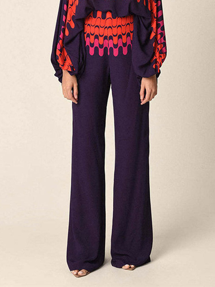Purple Abstract Waves Two-Piece Outfit