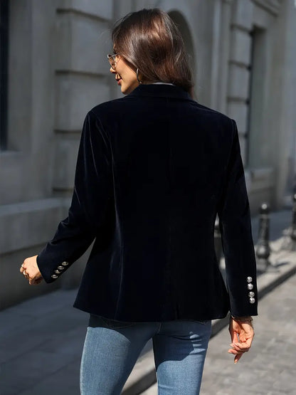 Coral Elegant Velvet Blazer