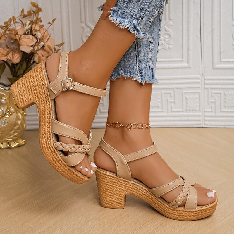 Bella Stylish Braided Strap Heeled Sandals