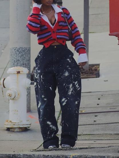 Artistic Splash Denim Jeans