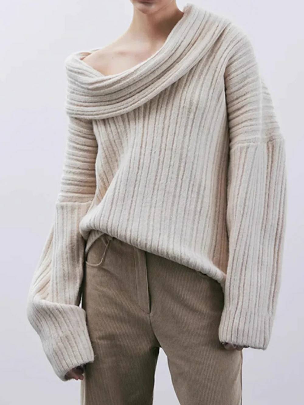 Chunky High Roll Neck Oversized Sweater