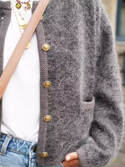 Classic Textured Knit Cardigan of Timeless Elegance