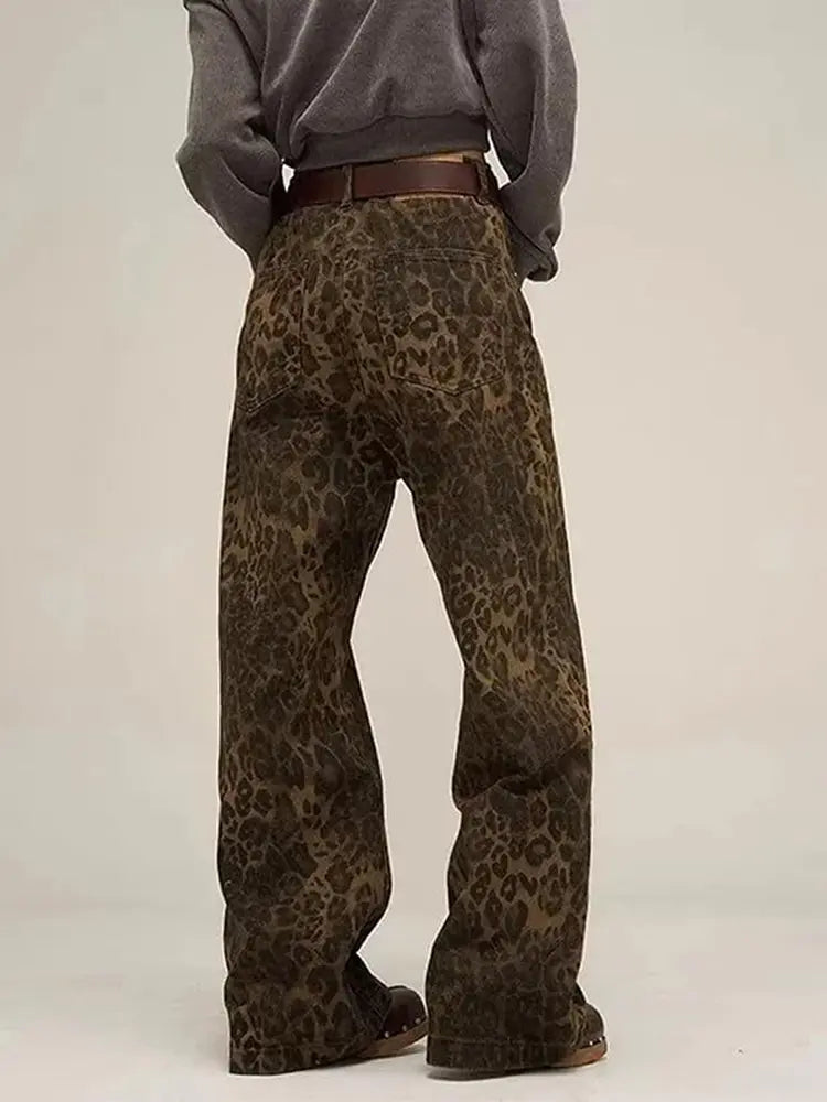 Retro Leopard Print Denim