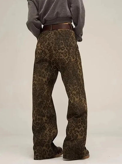 Retro Leopard Print Denim