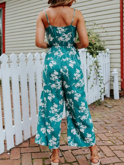 Floral Print Sleeveless Wide-Leg Jumpsuit