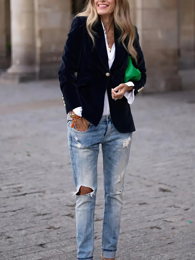 Coral Elegant Velvet Blazer