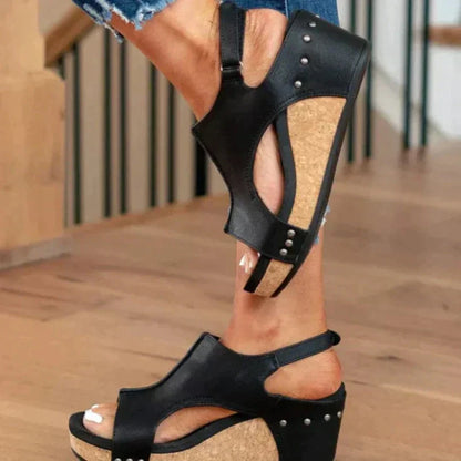 Georgia Open-Toe Cork Platform Sandals