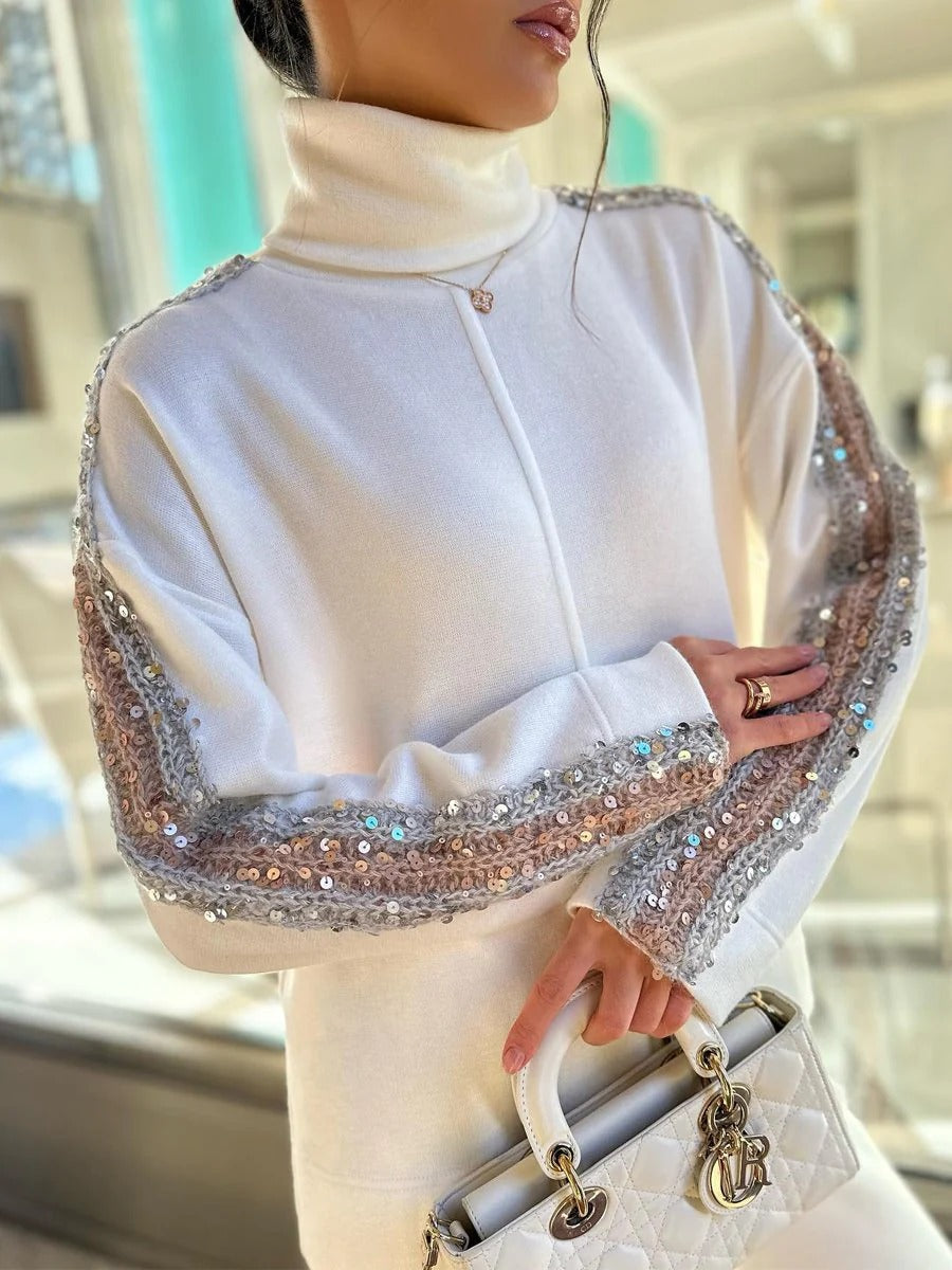 Sequined High Neck Pants Set