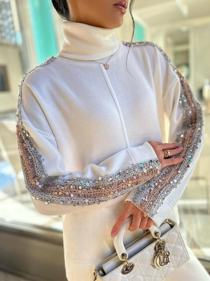 Sequined High Neck Pants Set