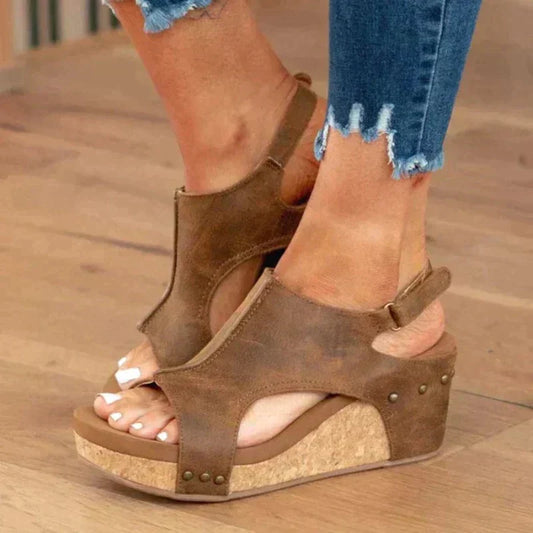 Georgia Open-Toe Cork Platform Sandals