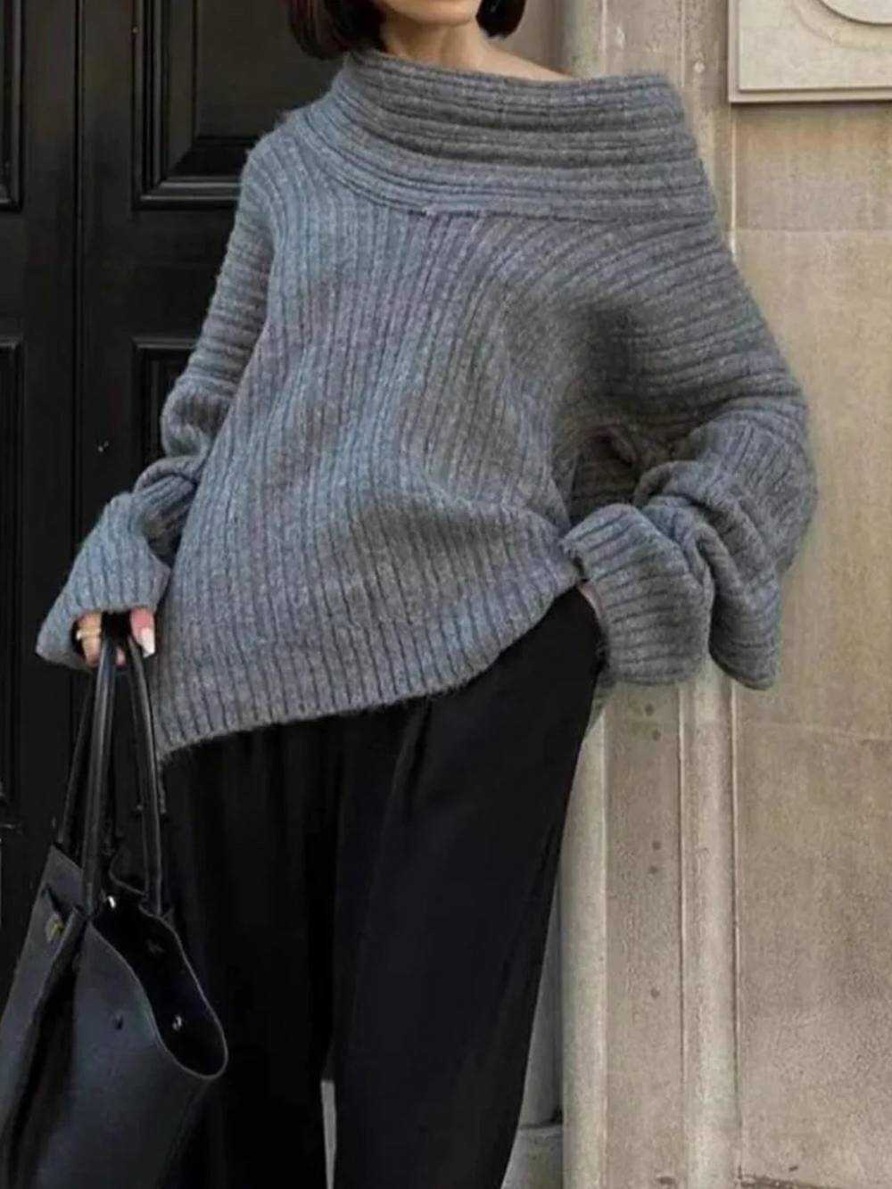 Chunky High Roll Neck Oversized Sweater