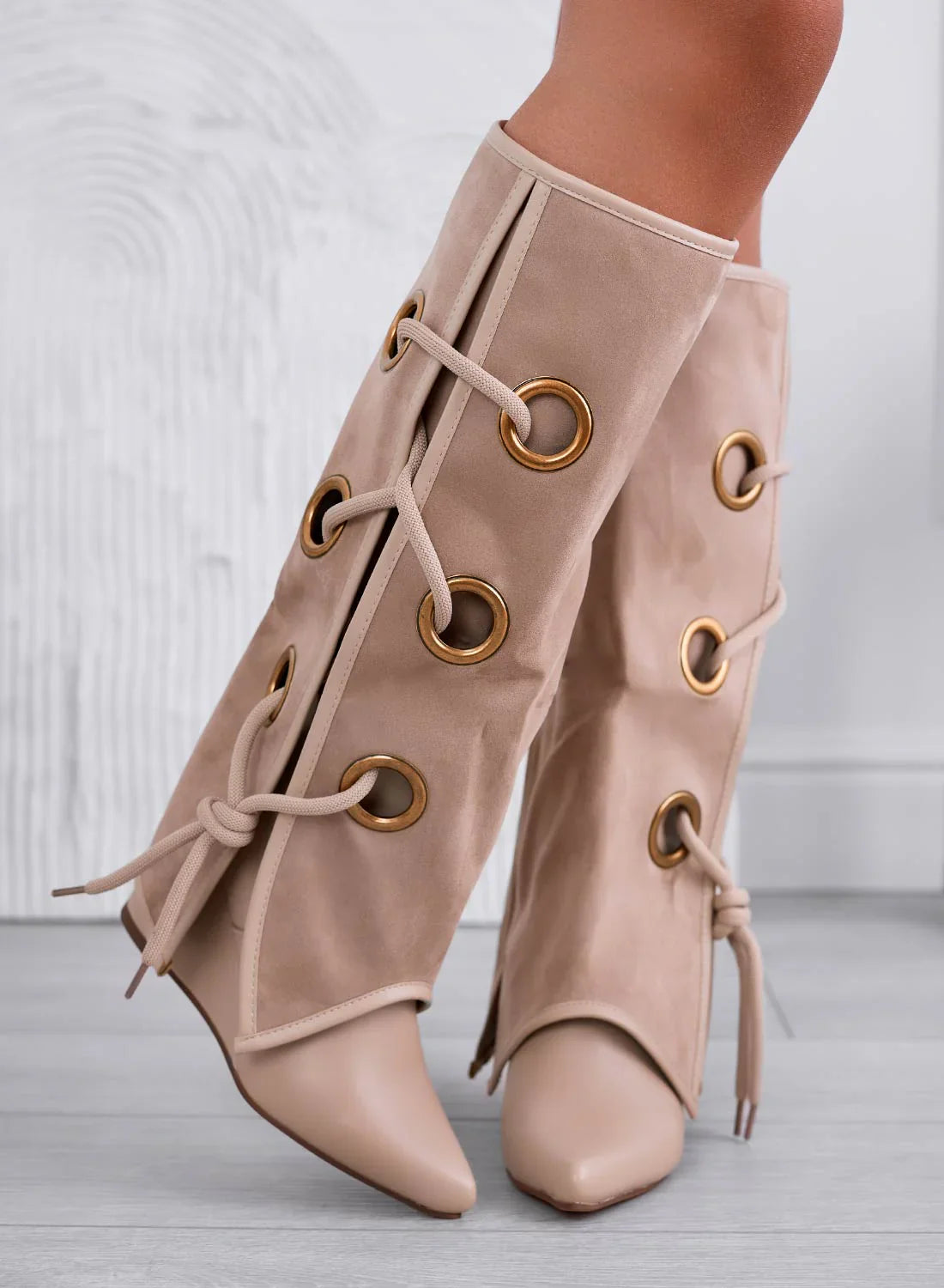 Delia Beige High Boots