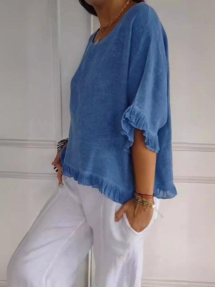 Casual Frilled Sleeve Top