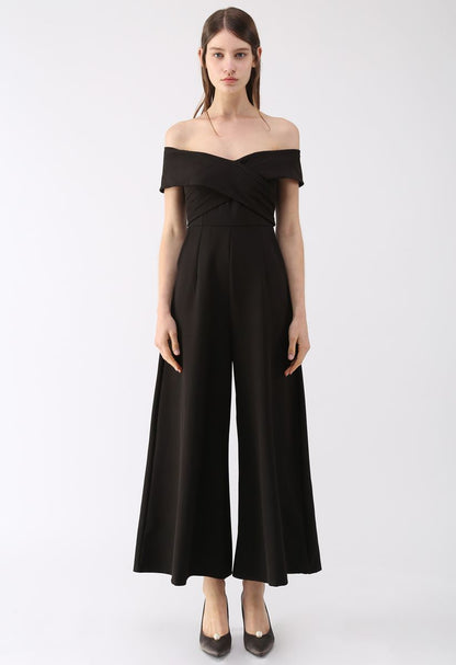 Timeless Sweetheart Off-Shoulder Black Jumpsuit