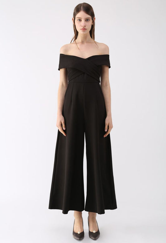 Timeless Sweetheart Off-Shoulder Black Jumpsuit