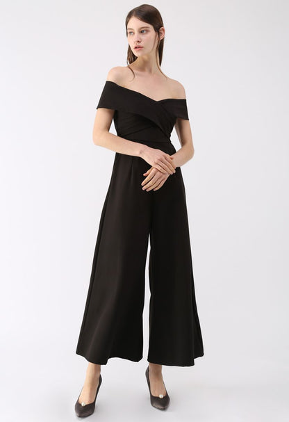Timeless Sweetheart Off-Shoulder Black Jumpsuit