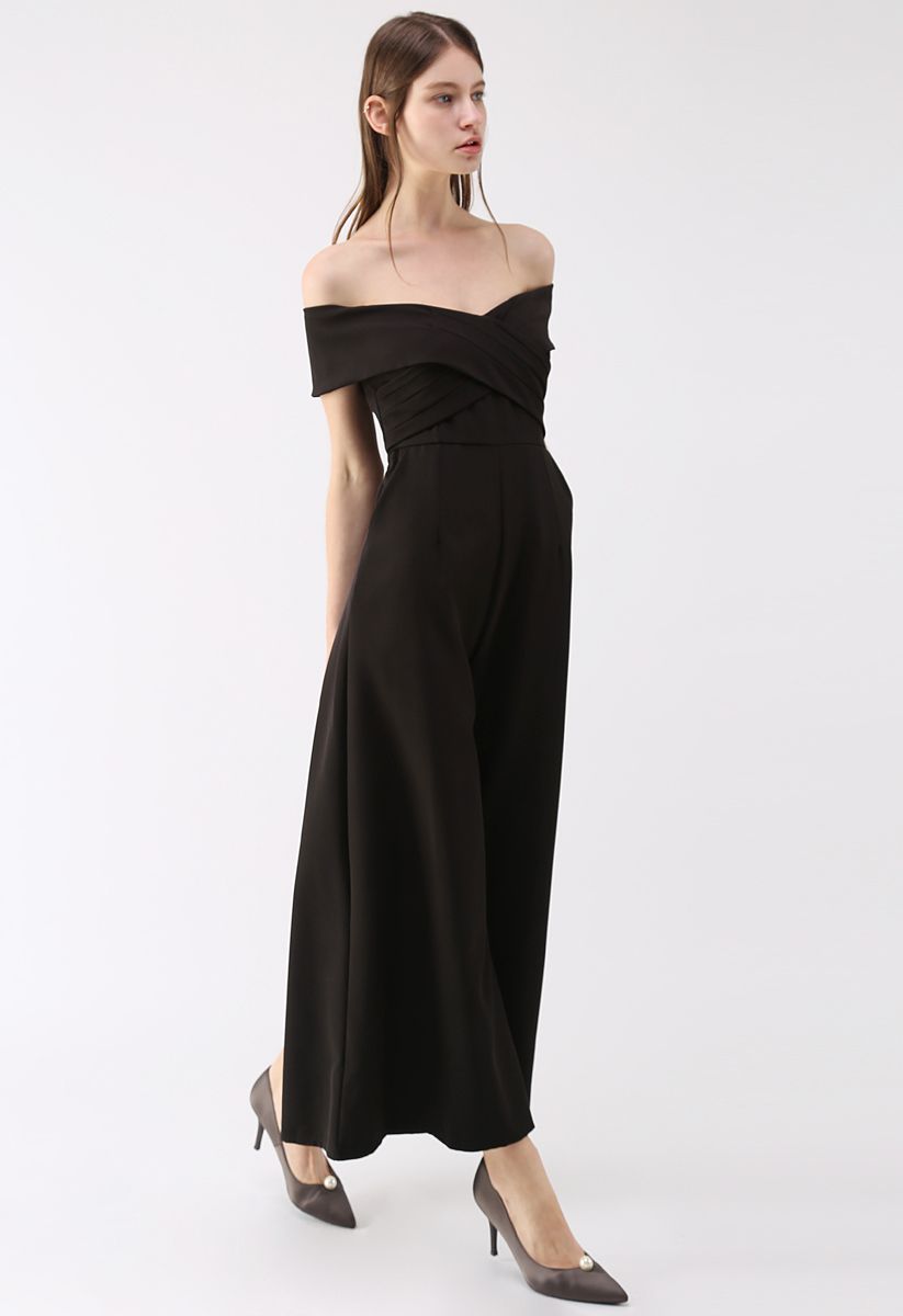 Timeless Sweetheart Off-Shoulder Black Jumpsuit