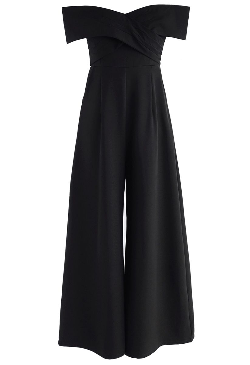 Timeless Sweetheart Off-Shoulder Black Jumpsuit
