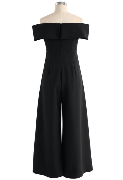 Timeless Sweetheart Off-Shoulder Black Jumpsuit