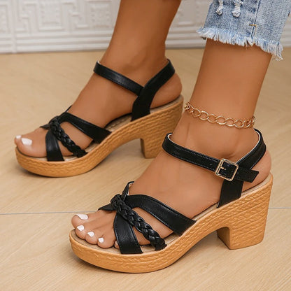 Bella Stylish Braided Strap Heeled Sandals