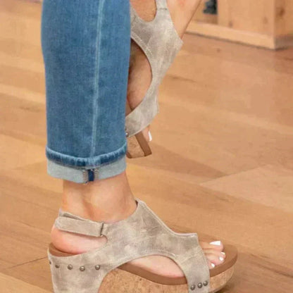 Georgia Open-Toe Cork Platform Sandals