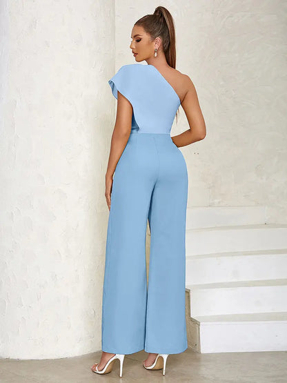 Chic One-Shoulder Cutout Back Jumpsuit