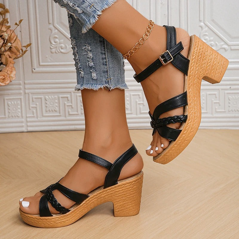 Bella Stylish Braided Strap Heeled Sandals