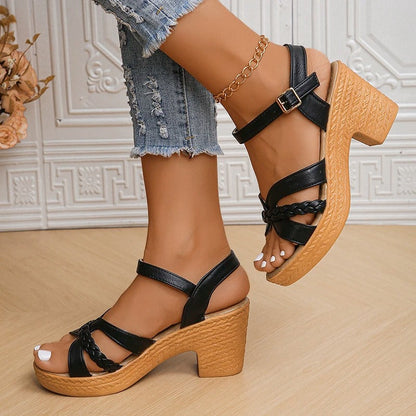 Bella Stylish Braided Strap Heeled Sandals