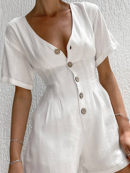 Button-Up Linen Cotton Jazz Rompers