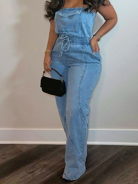 Denim Corset-Style Jumpsuit