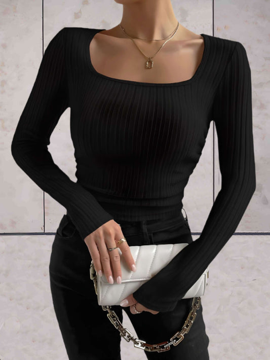 Bo™ | Sleek Square Neck Long Sleeve Top