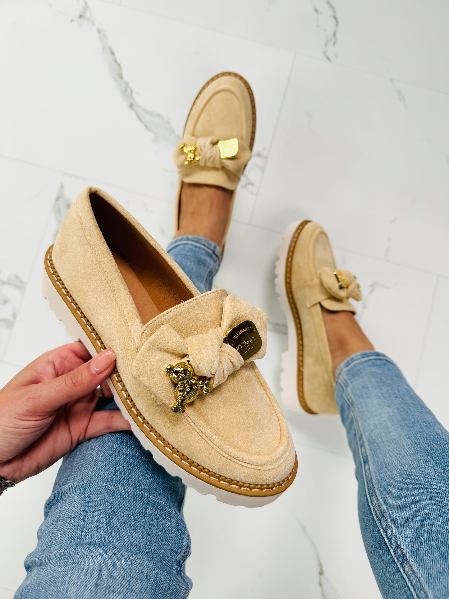 Bow Beige Mocassin