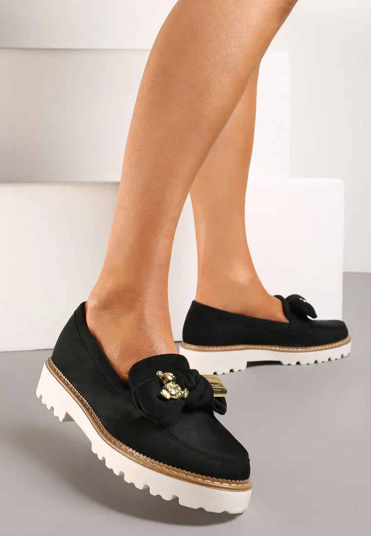 Bow Black Mocassin