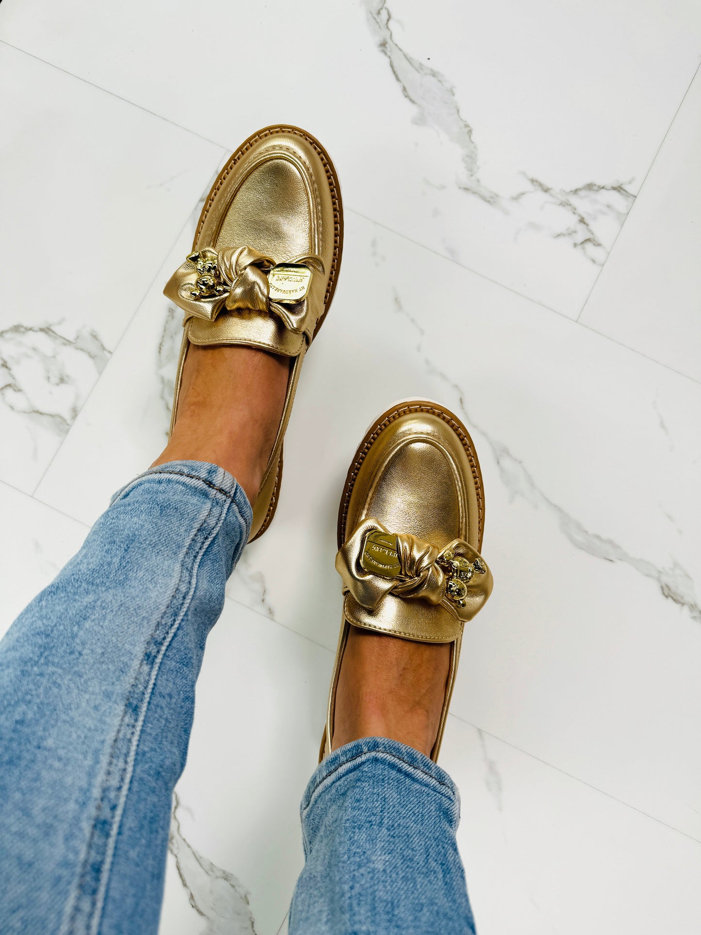 Bow Gold Mocassin