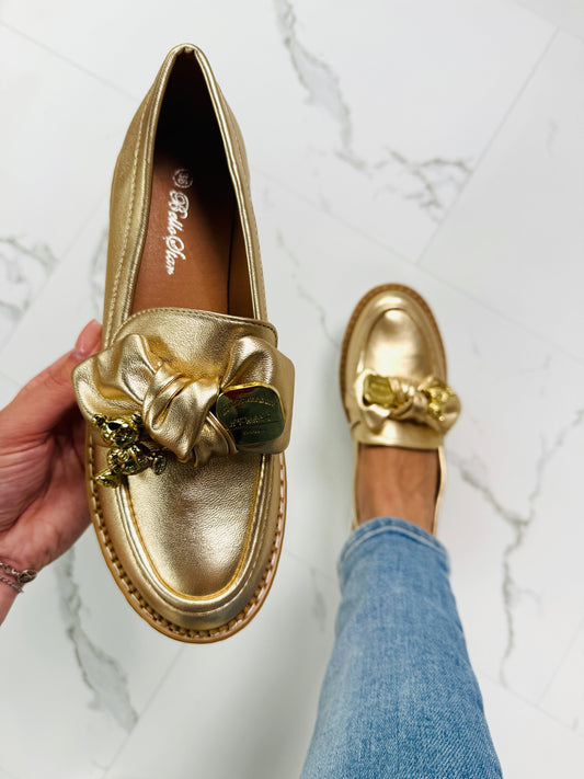 Bow Gold Mocassin