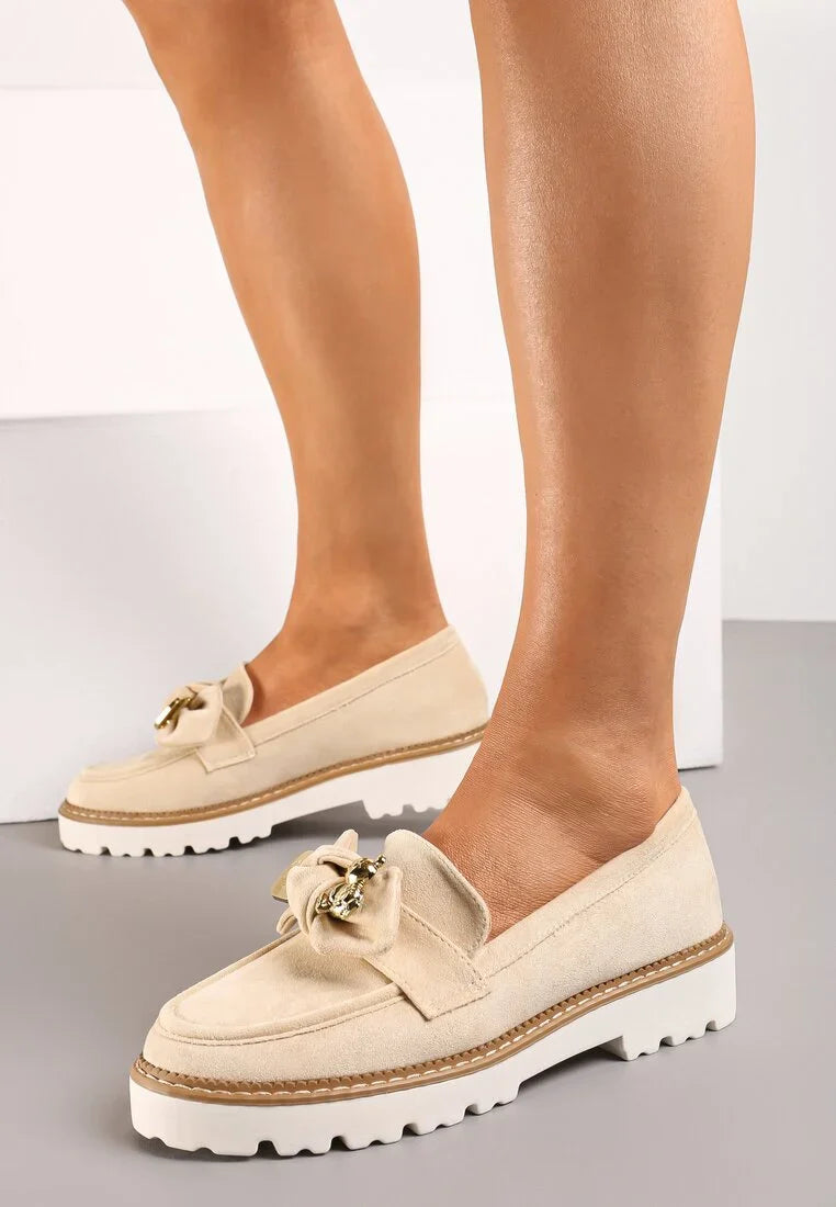 Bow Beige Mocassin