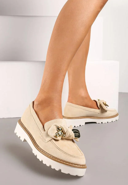 Bow Beige Mocassin