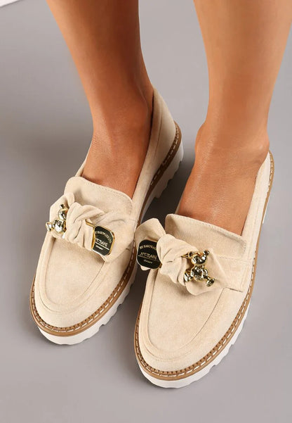 Bow Beige Mocassin