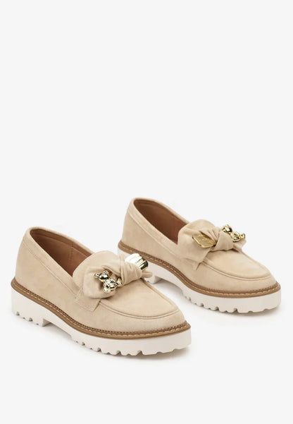 Bow Beige Mocassin