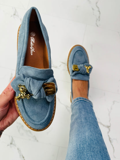 Bow Blue Mocassin