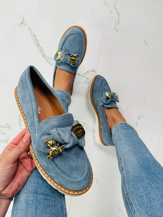 Bow Blue Mocassin